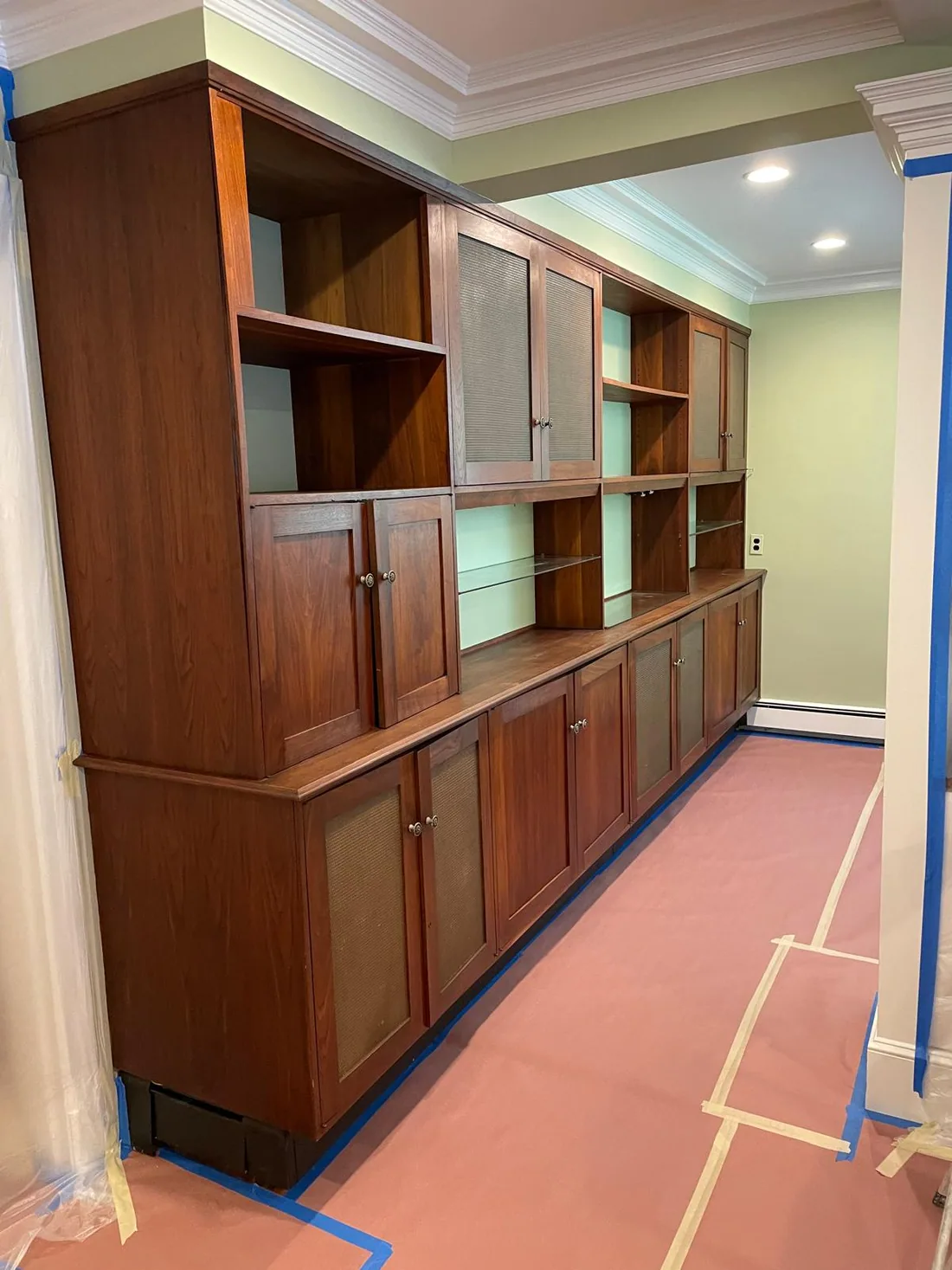 Mahogany wall unit — before