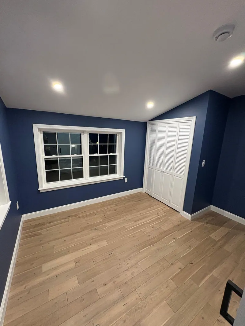 Deep navy bedroom