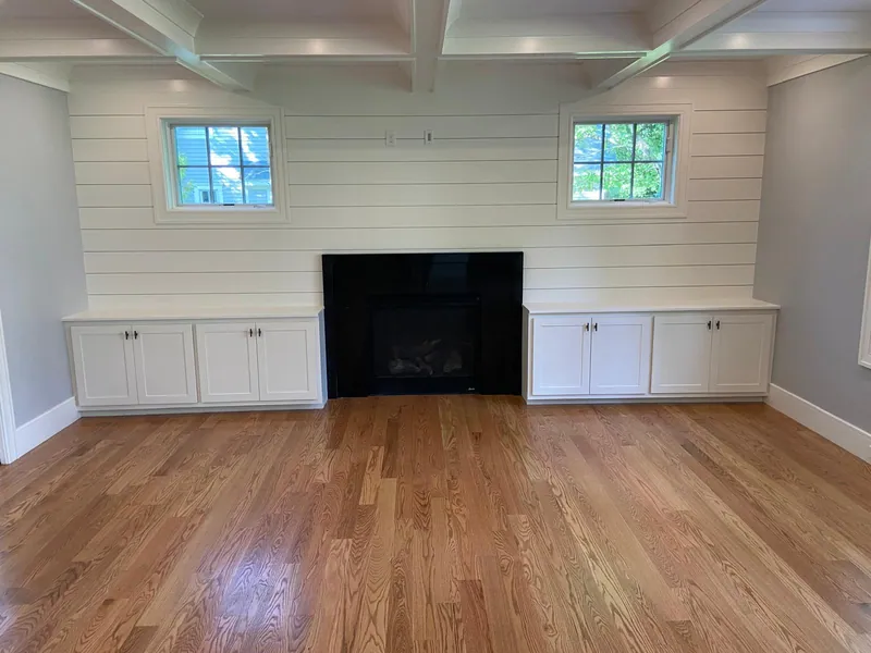 Shiplap fireplace wall